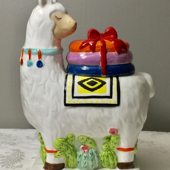 Mug Shotz White Llama Cacti Cookie Jar